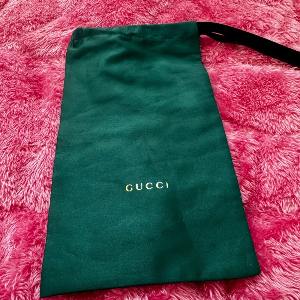 Gucci Emerald Green Drawstring Pouch with Gold Logo